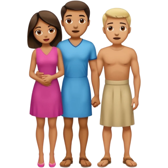 full body of a man on his hands and knees in front of a woman while she stands behind him with her tongue out emoji