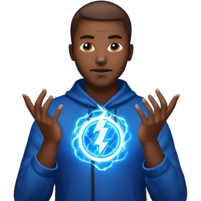 black man summoning electric emoji