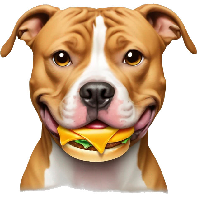 Pitbull eating a cheeseburger emoji
