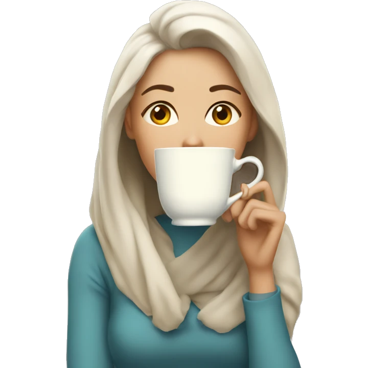 woman sipping tea sly emoji