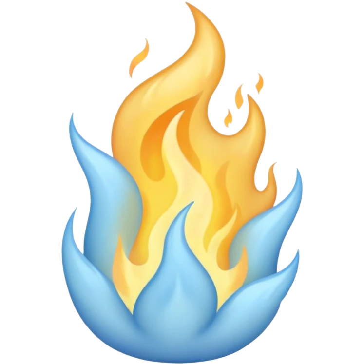 pastel blue and pastel yellow flame emoji emoji