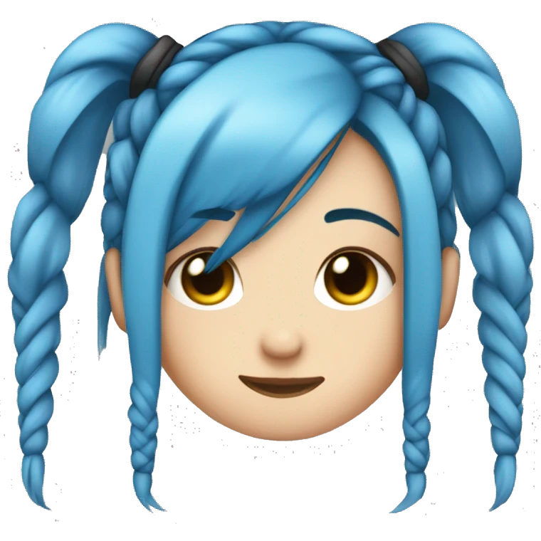 Emo Girl with two blue hair in only two long plaits on either side touching the floor  emoji