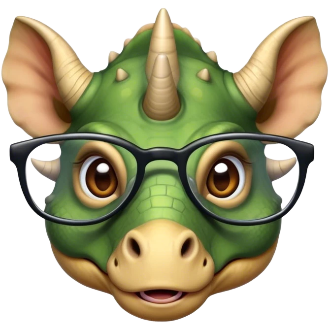 triceratops face with glasses emoji