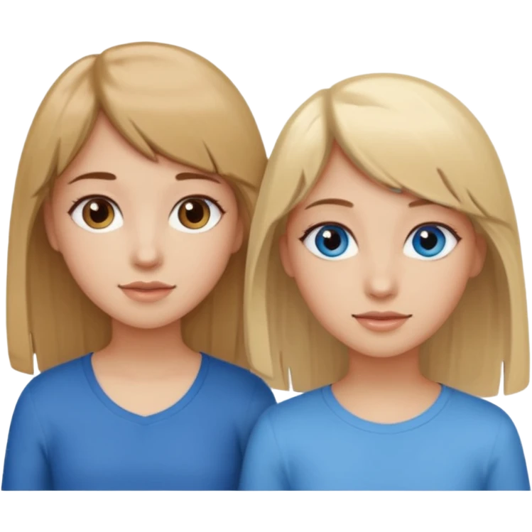 2 girls best friends one looks like barbie merliah summers with blonde hair and blue eyes and the other is a girl with brown hair and brown fringe and light brown eyes  emoji