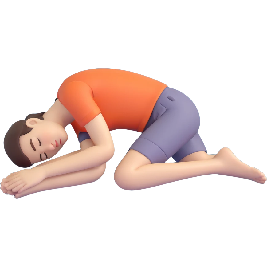 person sleeping prone, knees raised at 90 degrees, peaceful expression emoji