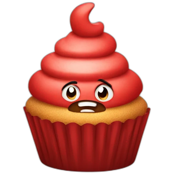 Angry red cupcake emoji