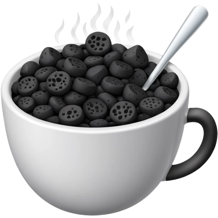 a cup filled with smooth black lava stones for perfuming the ambient emoji
