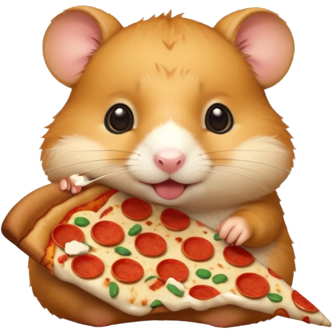 Golden hamster eating pizza emoji