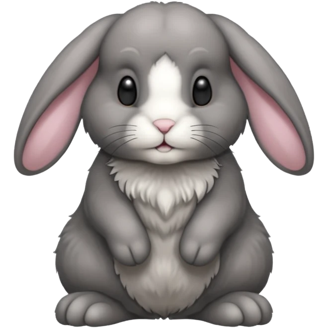 dark grey lop ear rabbit full body emoji