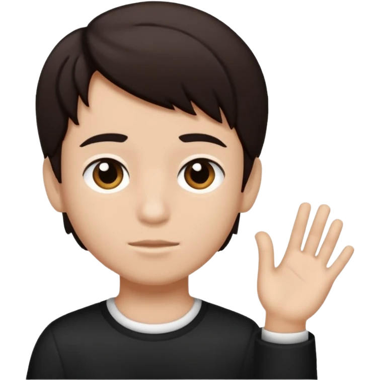 Dark brown hair, black and white skined and is a boy emoji