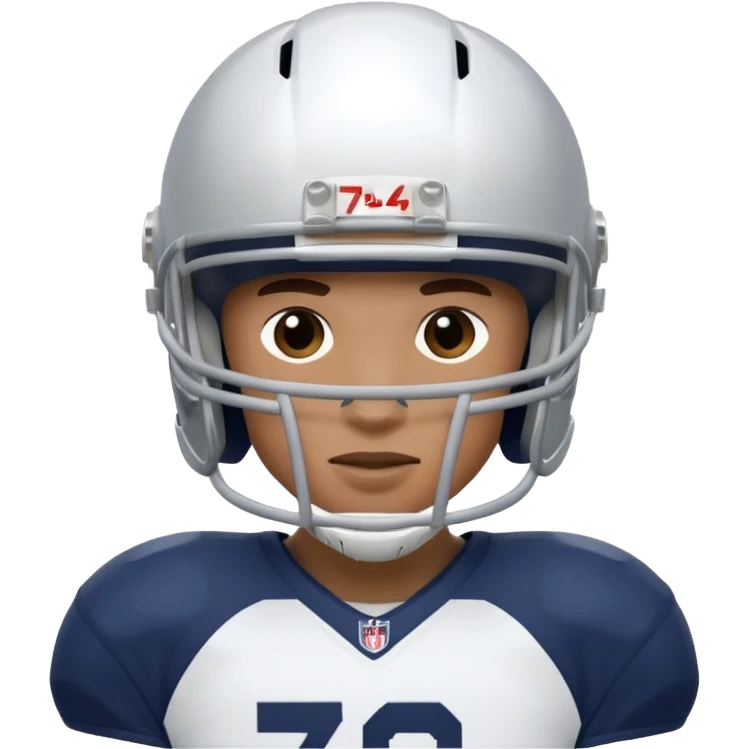 football player wearing white, silver, navy blue colors, and helmet should say "784" emoji