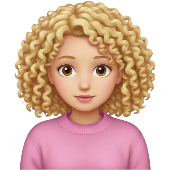chica pelo rizado rubio con jersey rosa emoji