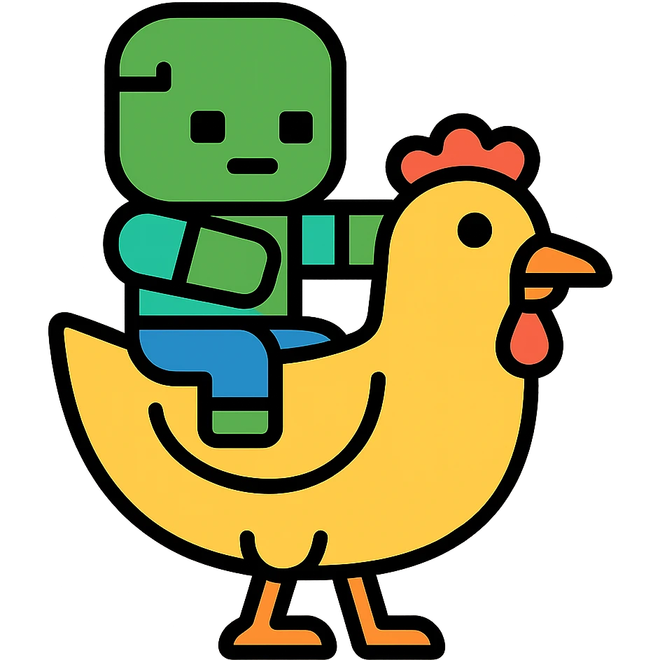 color outline icon of a baby zombie riding a chicken emoji