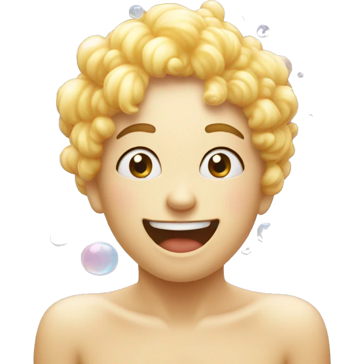 emoji covered in soap bubbles, taking a bath  emoji