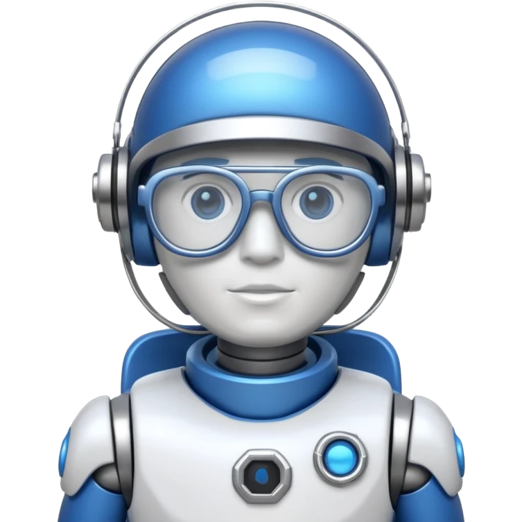 blue and white astrobot copilot with glasses emoji