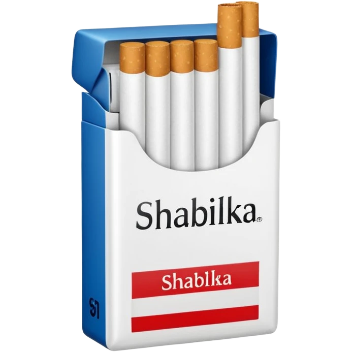 Создать emoji картинку с пачкой сигарет с надписью «SHABILKA” на фиолетовом фоне emoji