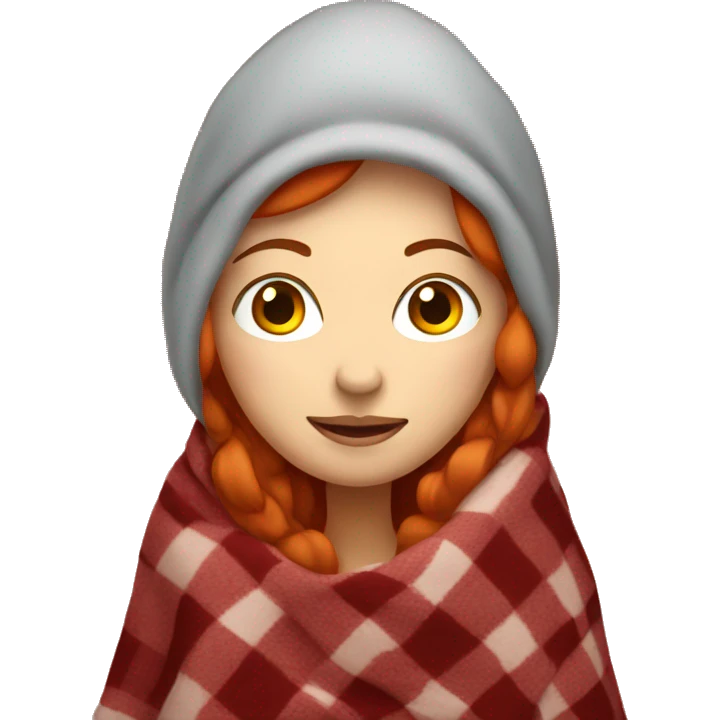 Red head woman with cozy blanket emoji