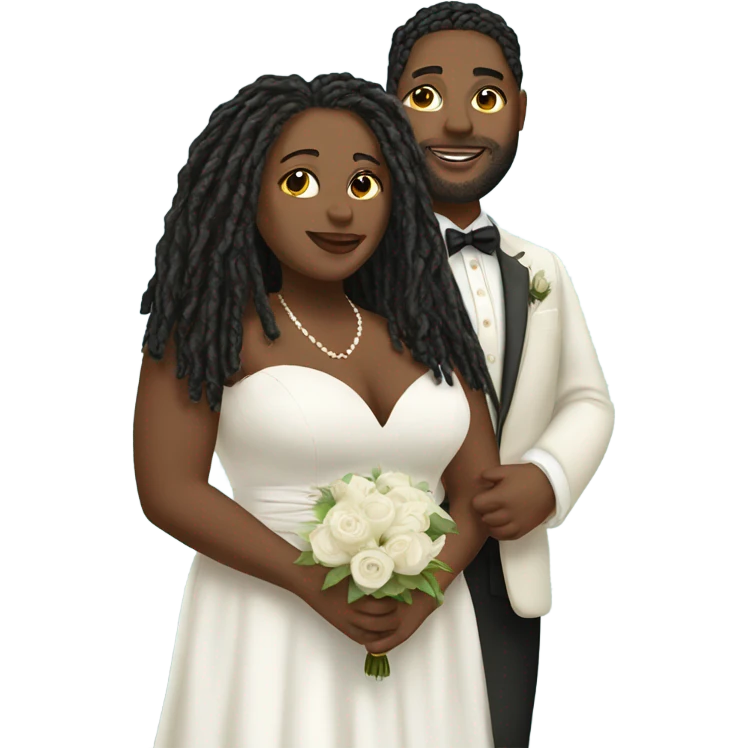Plus size couple with locs wedding pale emoji