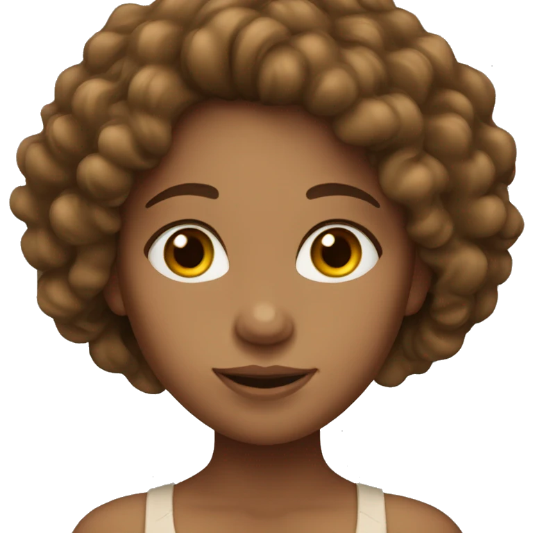Tan skinned girl with  long brown curly hair emoji