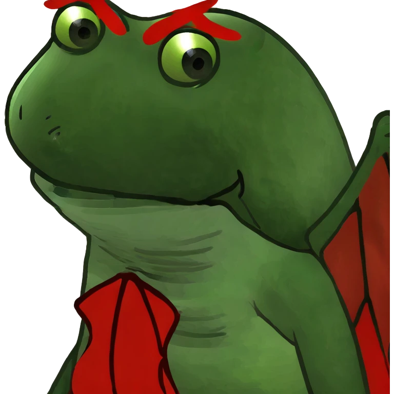 Pepe the Frog with dragon wings and red scales emoji