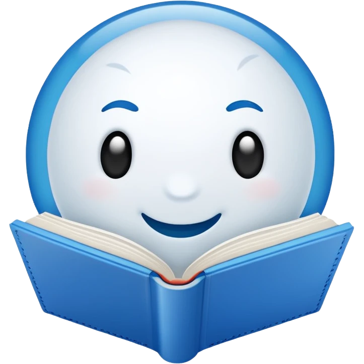 Snowball with blue outline , with the word book inside emoji