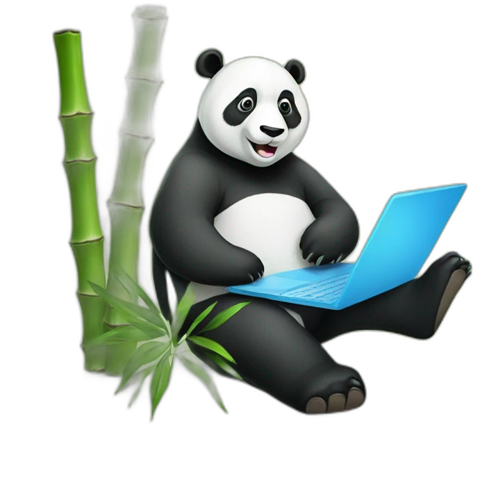 panda with bamboo and laptop emoji
