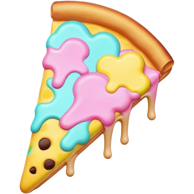 Melted neon kawaii pastel ice cream pizza slice emoji
