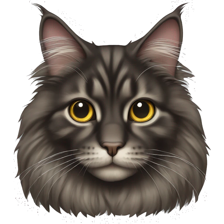 Dark maine coon cat with beatiful eyes emoji