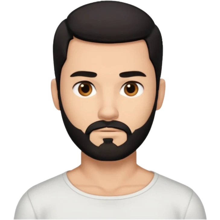A man with black eyes. With a black beard and medium smooth hair. with the neck without clothes emoji
