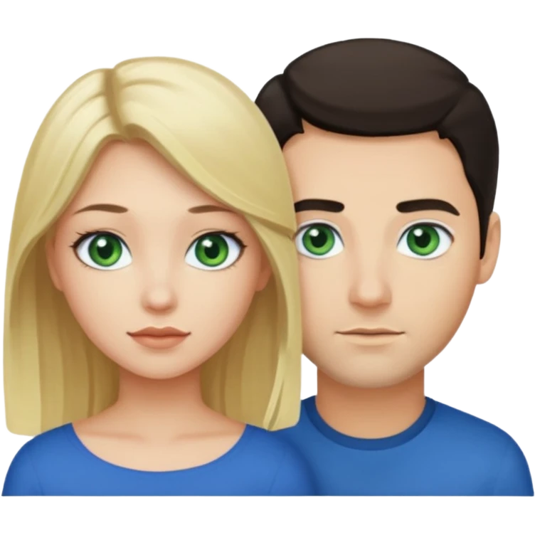 Girl blonde Green eyes man dark Hair blue eyes emoji