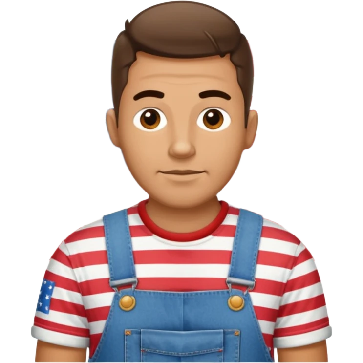 redneck guy with an american flag shirt and overalls. emoji