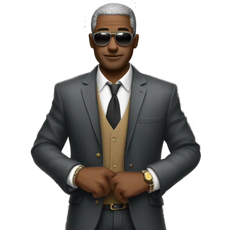 A cool attitude man with rich cloths , iphone , iwatch emoji