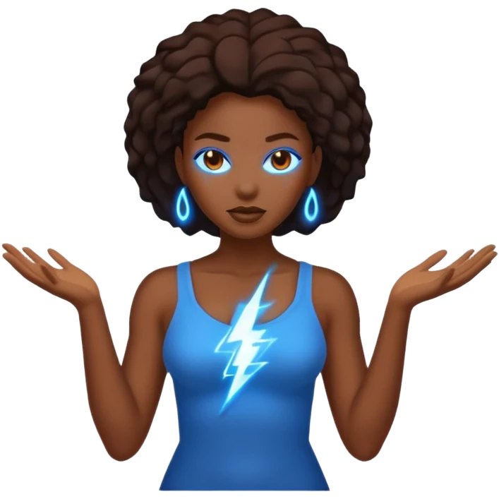 black woman summoning electric emoji