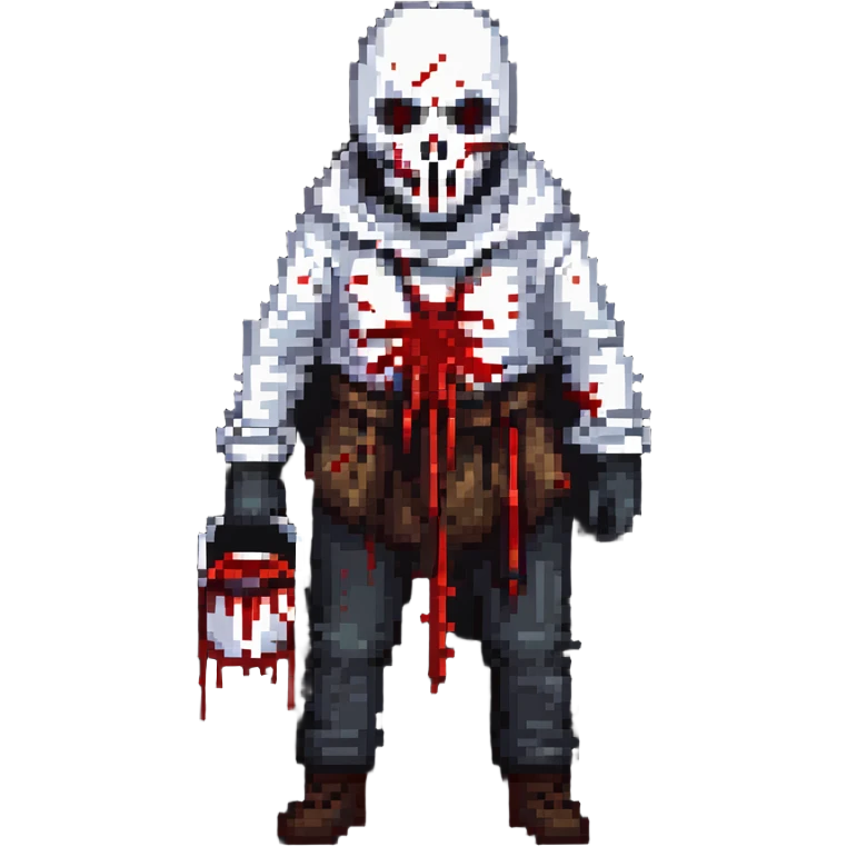 creepy slasher killer with bloody sack over head emoji