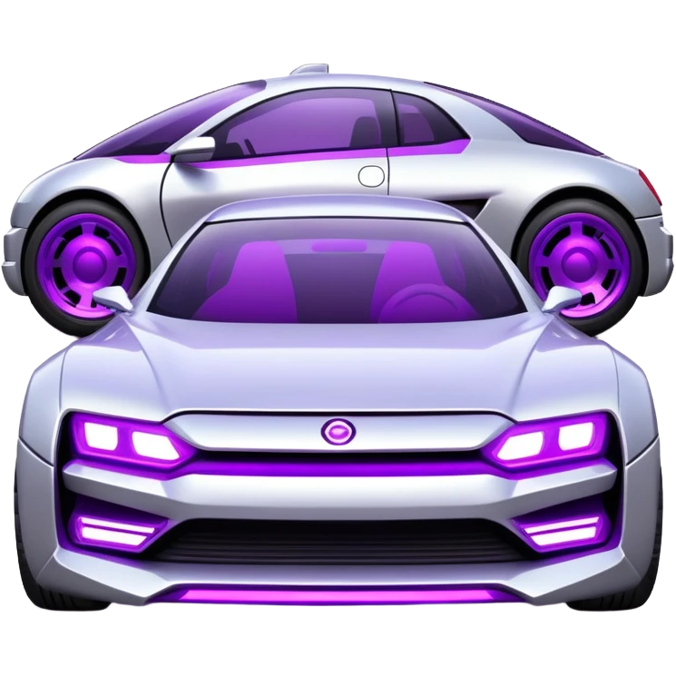 futuristic silver and purple cyberpunk car emoji