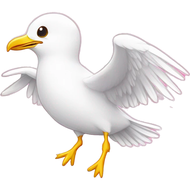 Sparkling crazy white aggressive seagull dancing snow mad big eyes illustration doodle high contrast lightning bolt halo sun beams white pink yellow red party sparkle glitter emoji