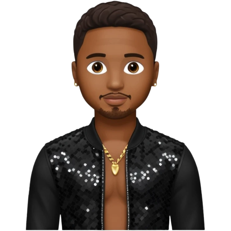 Trey Songz with dark brown hair, black sequin outfit emoji