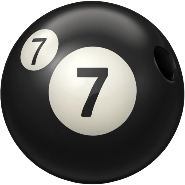 Black Pool ball with the number 7 on it. Only number 7 on it  emoji