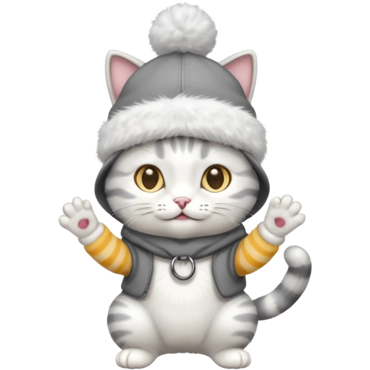 Rengi gri beyaz olaolan rapci kedi emoji