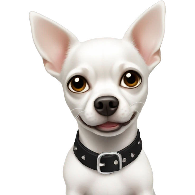 White chihuahua with black spike collar  emoji