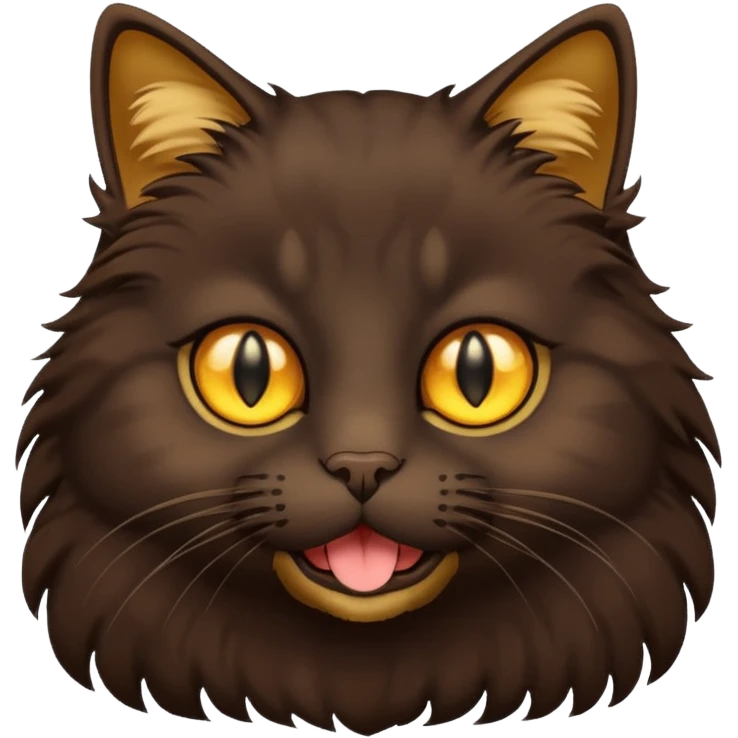 Dark-Brown sitting cat with golden eyes  emoji
