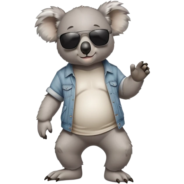 anthropomorphised koala in casual clothing, wearing dark sunglasses, walking upright in relaxed pose emoji