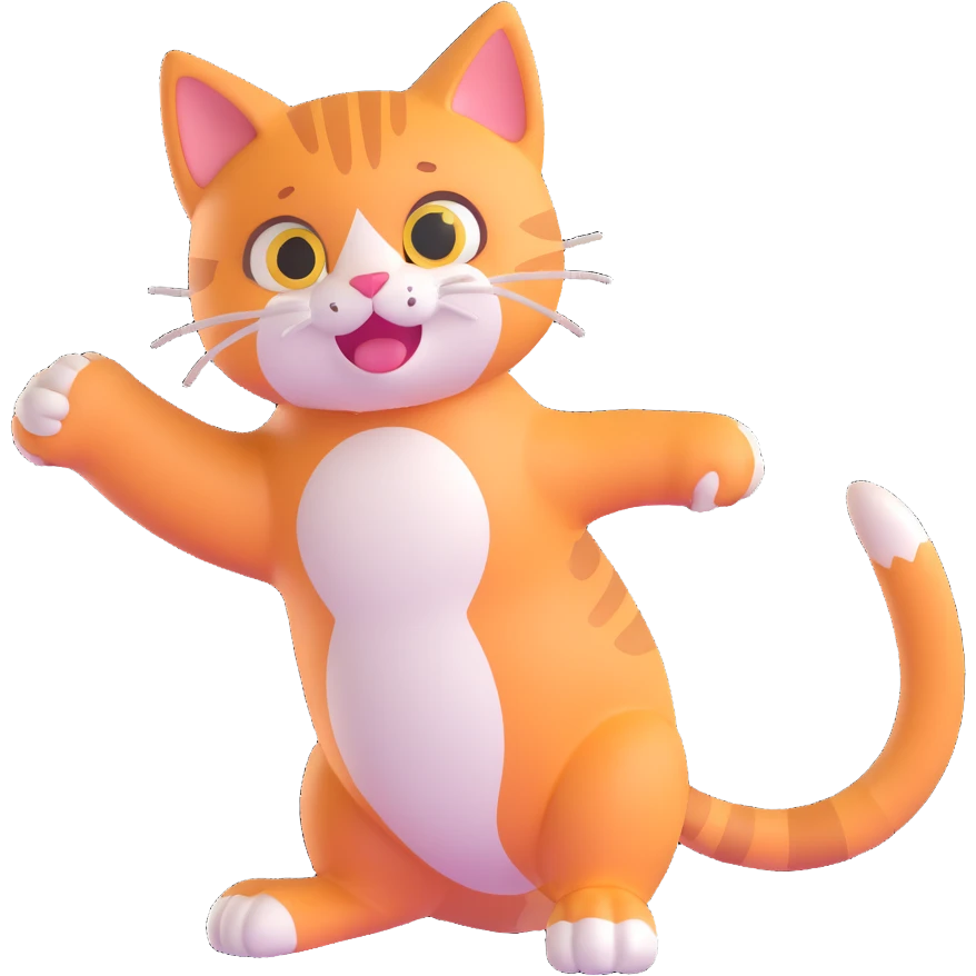 3D style cat, cute and expressive, full body, playful pose emoji