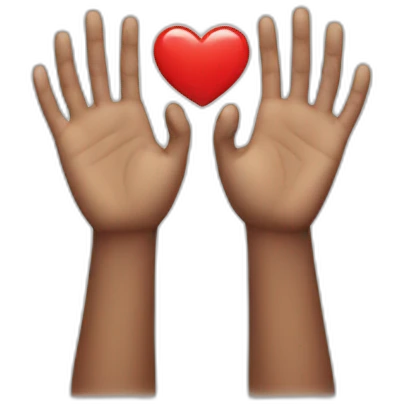 Two hands with a heart emoji