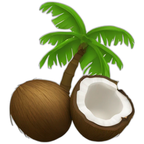 inverted coconut palm with two coconuts and 1 log at the middle emoji