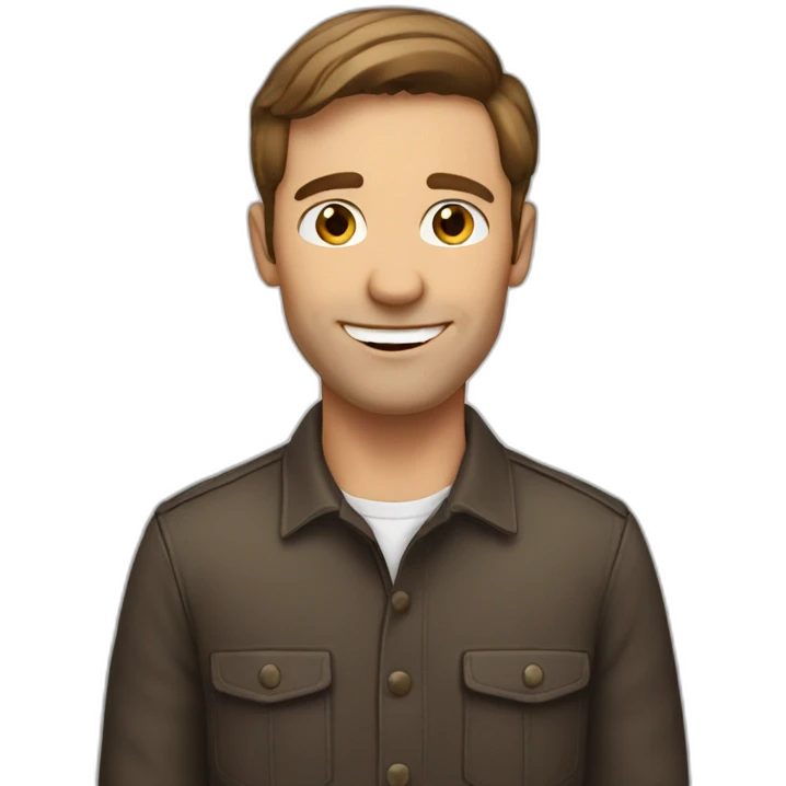 the white European man brown hair Celebrating emoji
