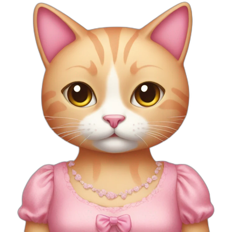 pink cat with dress emoji