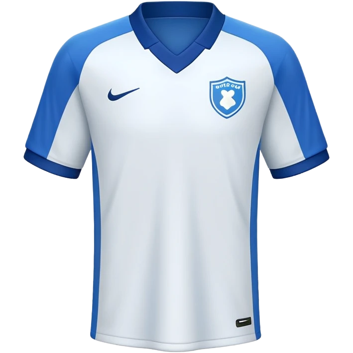 White soccer jersey with blue collar and sleeves emoji