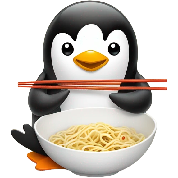 penguin eating noodles  emoji