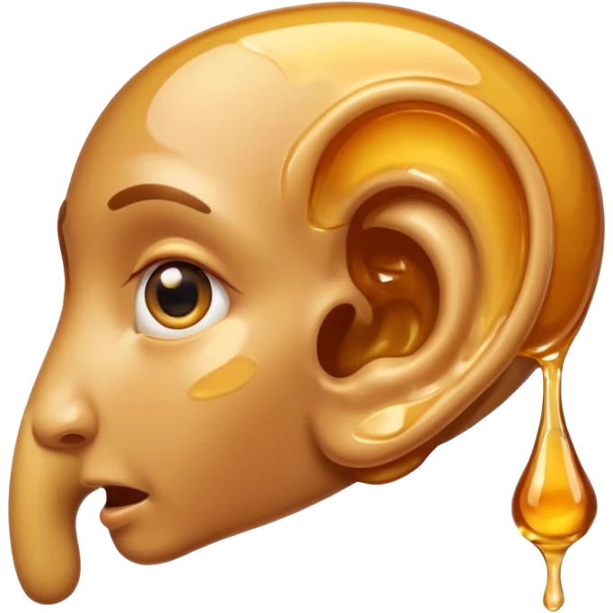 A big human ear, with honey dripping on it emoji